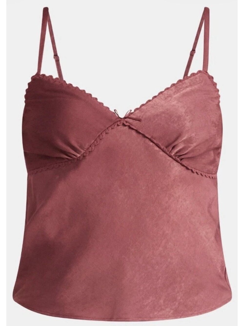 No Boundaries Womens Cami Top Size Large (12-14) Wild Ginger w/Lace Trim & Bow